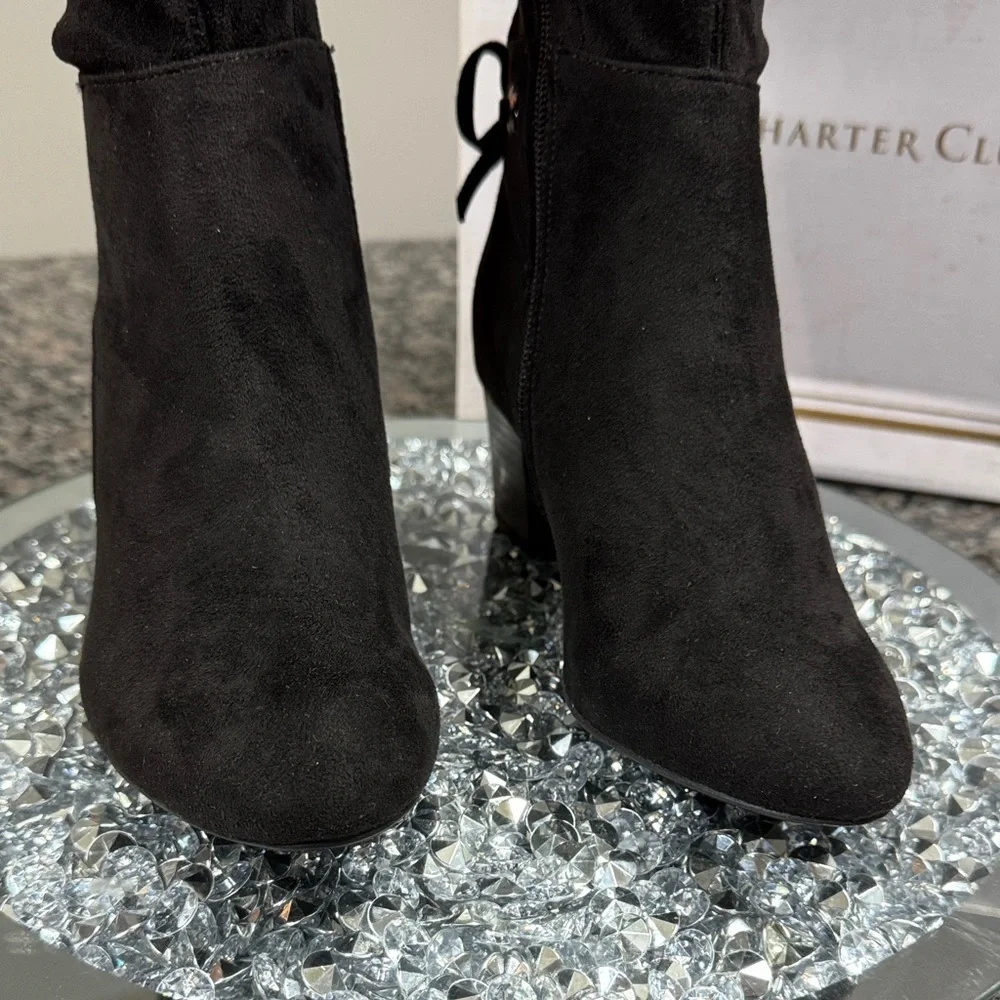 Charter Club Women's tall fabric Black Boots NWT 5.5